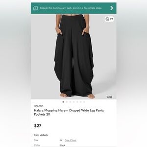 Halara Mopping Harem Draped Wide Leg Pants Pockets 2X